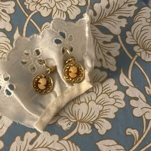 Signed Dainty Cameo Earrings